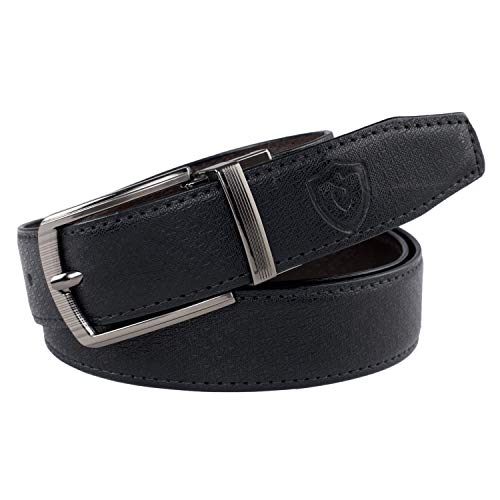 Image of Keviv PU-Leather Formal, Casual & Reversible Belts For Men (Black /Brown) (GB-)