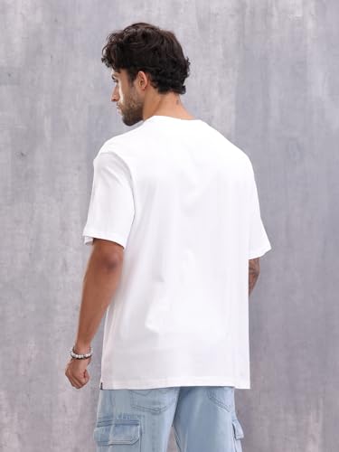 Image of WROGN Men's Cotton T-Shirt | Retro Typography Print | Oversized Fit