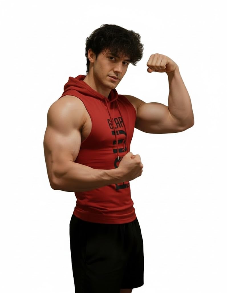 furrr Men's Printed Polyester Sleeveless Hoodie Gym Vest - Quick Dry Muscle Fit Workout Tank Top-picture-13