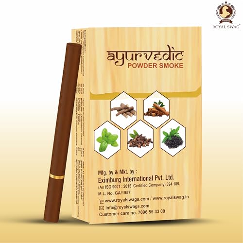 Image of ROYAL SWAG Ayurvedic Herbal Wellness Sticks 100% Tobacco Free Nicotine Free Clove Flavoured Herbal Blend Smoking Alternative Supports Cessation Smooth Experience Natural Ingredients Premium Quality