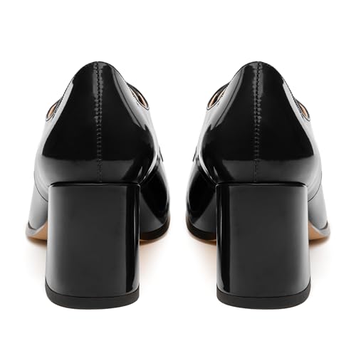 Women's Chunky Mid Heel Pumps - Square Toe, Lace-Up Design, Versatile Everyday/Party/Work Shoes (Solid Colors)4
