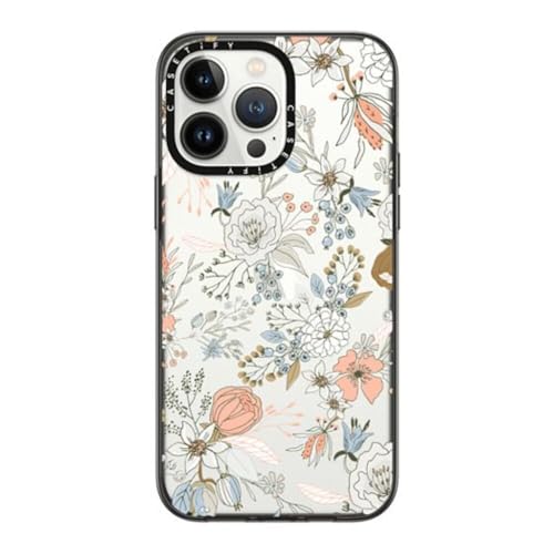 Protection iPhone 14 Pro Max CASETiFY - Coque compacte antichoc motif floral pastel noir