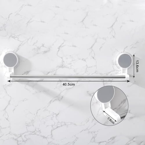 Image of GLACIAL Wall Mounted Single Rod Towel Holder Bar - Magic Sticker Napkin Rod Hanger for Bathroom & Kitchen, No-Drill Cloth Rack for Hand Towels, Dish Towels, and Cleaning Rags (Pack of 2)