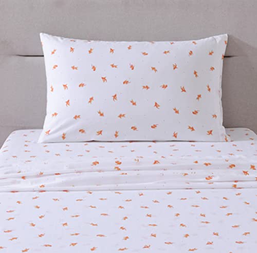 Image of Poppy & Fritz - Queen Size Sheet Set, 100% Long-Staple Percale Cotton Bedding, Crisp & Cool, Deep Pockets, Bed Sheets with Matching Fitted Sheet & Pillowcases (Goldfish Orange)