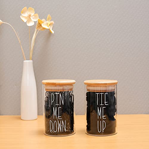 MOMEEMO-Apothecary-Jars-with-Lids-for-Bathroom-Storage-Organizer-Hair-Tie-Organizer-Bobby-Pin-Holder-are-Great-for-Bamboo-Bathroom-Accessories-Bathroom-Decor-Farmhouse-Style-Hair-Ties-Pins