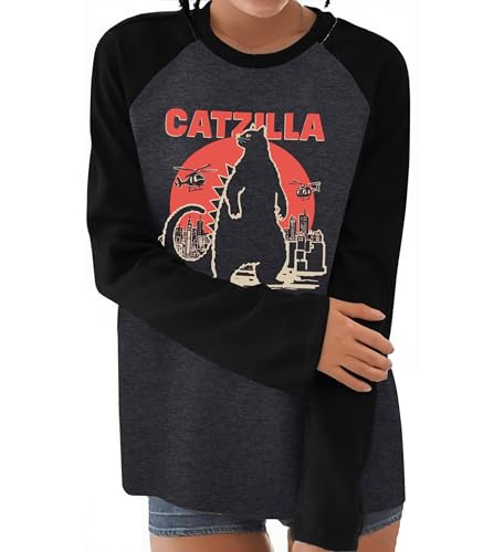 Image of JINTING Cat Shirts for Women - Loose Fit Lightweight Long Sleeve Graphic Autumn Outfits Printed Blouse Casual Tops