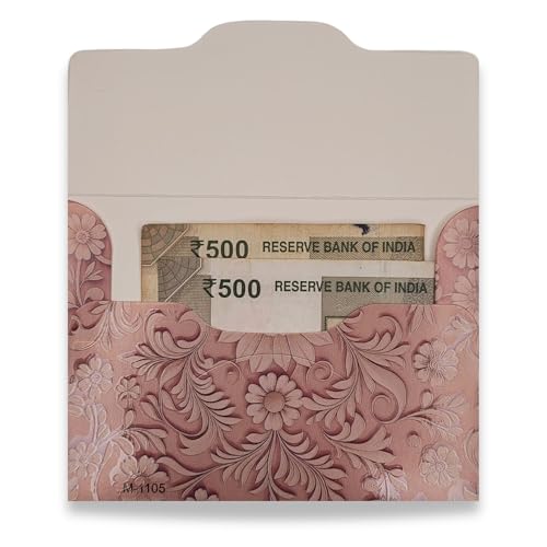 Image of Fonsie cash shagun Pocket small size (4.53 * 3.35 inches) fancy design envelopes pack of 10 for gifting money on wedding gift, baby shower gift, shagun, family gatherings, Cream flower..