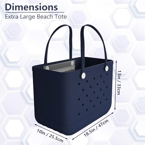 X-Large Rubber Tote Bag Rubber Beach Bag, Washable Durable Beach Tote Handbag, Lightweight, Waterproof Sandproof3