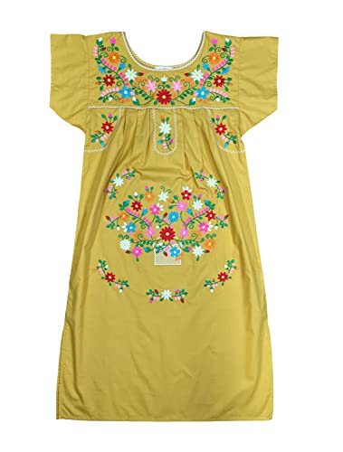 Vestido mexicano tradicional bordado cómodo para climas cálidos XL
