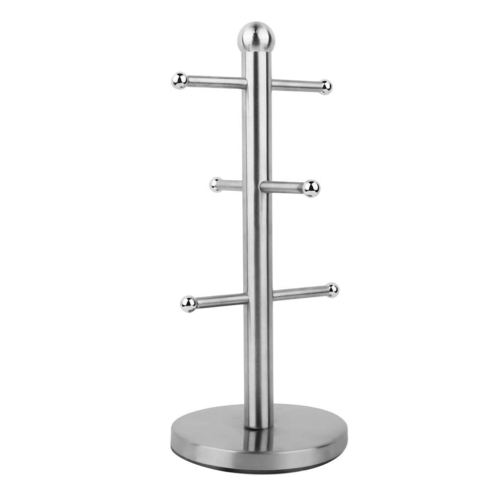Hndhbfgrt As Shown Stainless Steel For Kitchen Organization Cup Holder With Protective Beads, Tree Shape Mug Rack