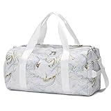 EUYIFET Weiß Marmor Sporttasche Mädchen Damen Mittelgroß wasserdichte Reisetasche Trainingstasche Sporttasche mit Schuhfach Nasser Tasche mit Schultergurt Für Fitnessstudio,Yoga,Schwimmen,Wochenende