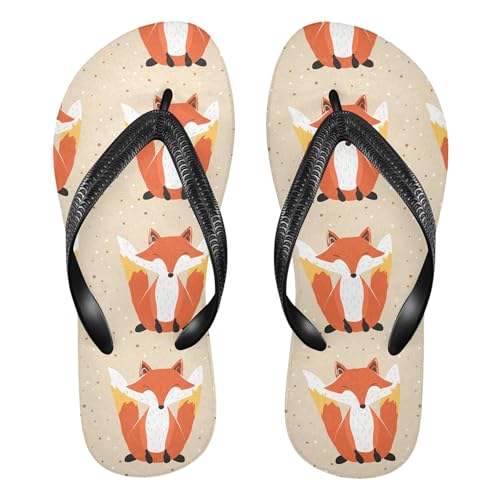Burbuja Cute Foxes Flip Flops for Women Men, Soft Thong Sandals Rubber Slippers for Pool Beach Essentials