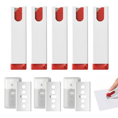 5 Stück Cuttermesser mit Klingeneinzug Mini Sicherheitsmesser mit 30 Ersatzklingen Cutter Automatischer Klingen Rückzug Universalmesser Extra Scharf Messer für Büro und Zuhause