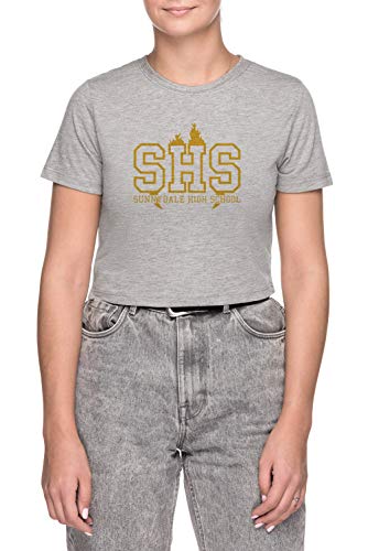Erido Sunnydale High School Femme Crop T-Shirt Cou D'équipage Gris Manches Courtes Taille S Women's Grey Small Size S
