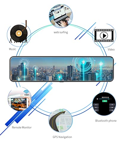 Image of Android Dash Camera -Full HD Front and Rear Cameras | WiFi | GPS | BT | 4GB Ram / 32 GB ROM| Emergency Recording, Night Vision, Back Parking Assistance | 256 GB SdCard Support Dashboard Cam