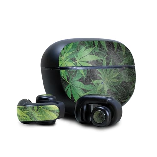 Image of Glossy Glitter Skin Compatible with Bose Ultra Open Earbuds - Weed - Premium 3M Vinyl Protective Wrap Decal Cover - Easy to Apply | Crafted in The USA by MightySkins