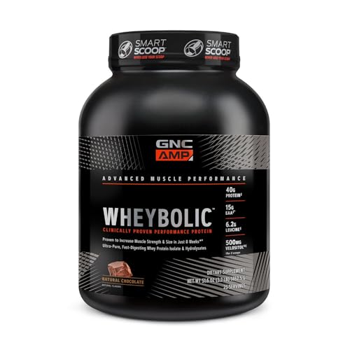 GNC AMP Wheybolic Clinically Proven Protein Powder, 40g Whey Protein, BCAA,...