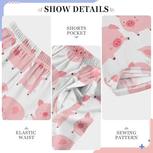 Lovely Piggy Pig Print Boys Long Pants Soft Trousers Elastic Waist Kids Lounge Bottoms with Pockets S-XL4