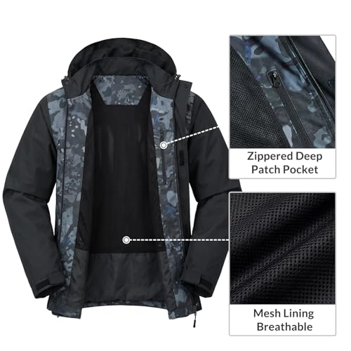 Image of LOOGU Rain Jacket for Men, Packable Waterproof Rain Shell Lightweight, S-3XL for Hiking Fishing Camping