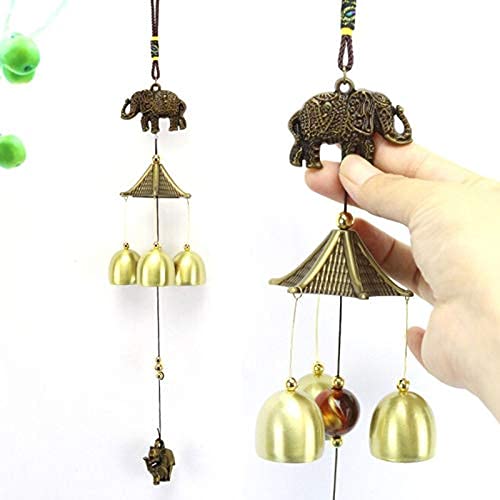 Metal Elephant Design Wind Chimes for Home Balcony Garden Positive Energy, Home Decor Hanging Long Brass Bells with Good Sound (Elephant Design 3Bell)-image-19