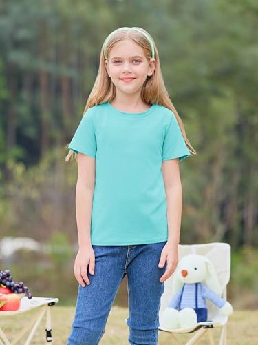 Image of Imily Bela Girls Summer Crewneck T Shirts 5-14 Years | Kids, Casual, Short Sleeve, Loose Basic Tee Tops, Versatile Everyday Wear, Sports, school, party & outdoor activities