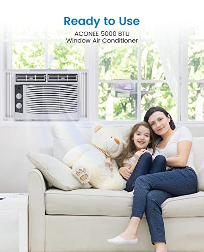 Image of 5000 BTU Window Air Conditioner,Easy Install Kit, 2-Way Air Direction, Mechanical Controls, Cools Up to 150 Sq.Ft,Ideal for Bedroom Room Home