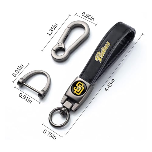 Image of Leather Car Keychain for Baseball Fans, Metal Car Key Ring Key Chain Accessories