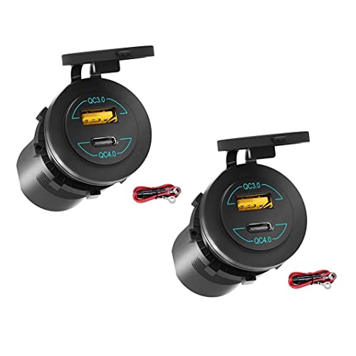 EUKKIC Carga rápida 4.0 PD QC 3.0 USB cargador de coche enchufe 12 V 60 W toma USB cargador rápido para coche, barco, camión, 2 juegos Cover
