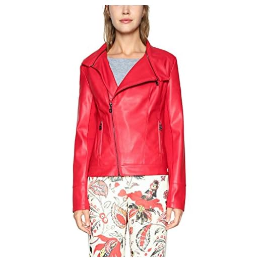 Desigual Marie Theres 18swew58 - Cazadora, Bimaterial, Piel sintética y Malla Rojo 40