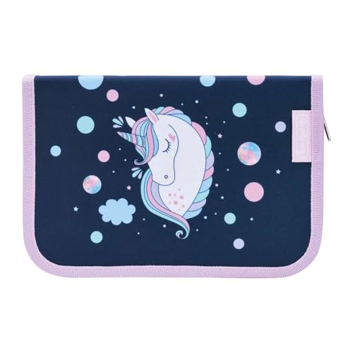 Herlitz Federmäppchen Klappbare Zwei Klappen mit Ausrüstung, Kinder Tasche für Schulutensilien, Funktionelles Utensilien-Set für Schüler, Unicorn Dreams