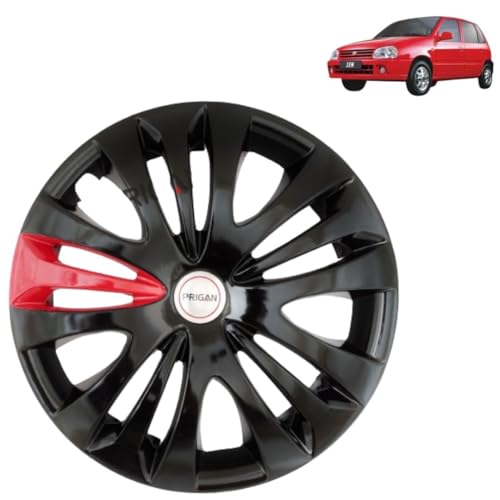 Image of Prigan Zen Black Red Wheel Cover 12 inch for Zen (Set of 4 Pcs) (Press Fitting) Model- Camry Red 12