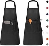 Viedouce 2 Packs Aprons Cooking Kitchen Waterproof,Adjustable Chef Apron with 2 Pockets for Home,Res