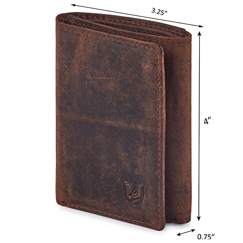 Wallet for Men Trifold Real Leather RFID Blocking Credit Card Case with ID Window in Gift Box3
