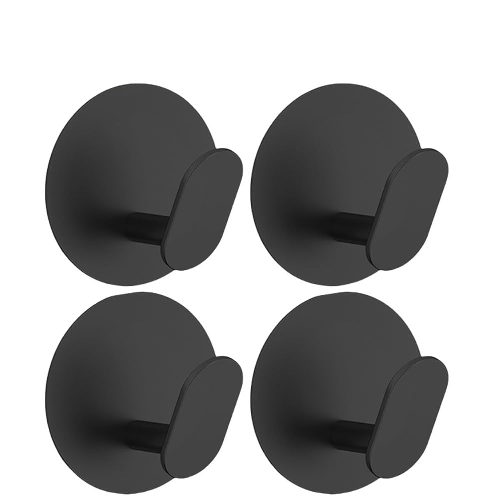 Gancio adesivo in acciaio inossidabile per porta a muro, chiave, appendiabiti, gancio per bagno, accappatoio, porta asciugamani, organizer per mensola, attrezzatura da cucina, nero, 4 pezzi, 1