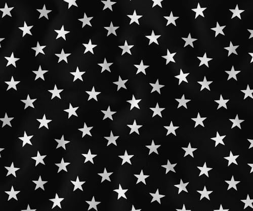 Image of Soimoi Black Cotton Canvas Fabric Stars Star Decor Fabric Printed Meter 44 Inch Wide