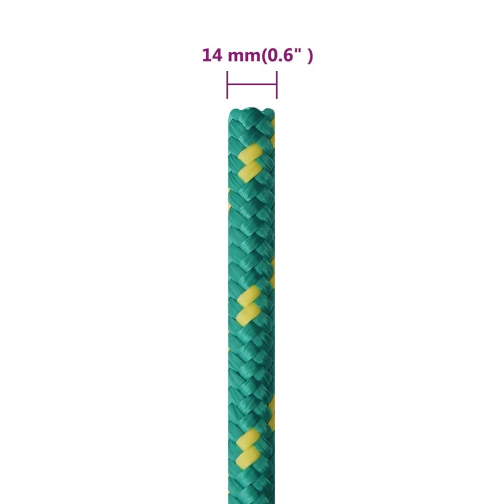 Cuerda de polipropileno verde de 14 mm, 100 m, para barcos de 14 mm, cuerda de polipropileno para atar, para yates