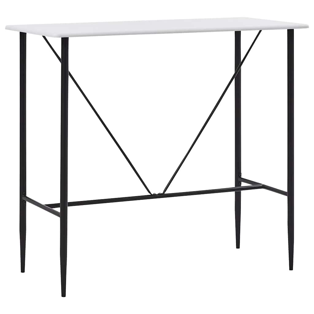 Tavolo da bar 120x60x110 cm MDF Bianco con gambe in acciaio