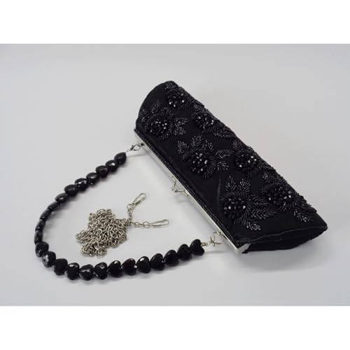 Beaded Purses Flower Embroidered Beaded Clutch Purse for Women Elegant Shoulder Bag with Silver Chain Everyday for Prom 20254