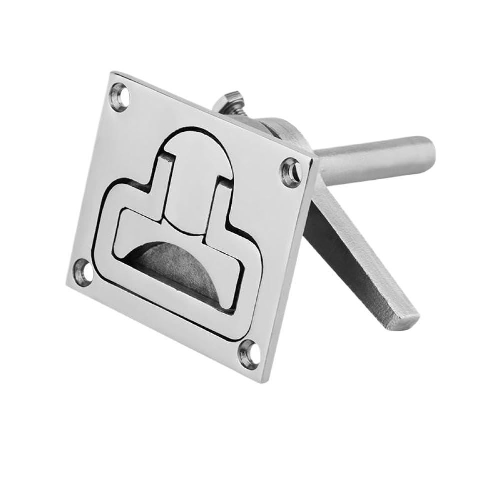 Ashnvkzwn Onecolor Stainless Steel Boat Floor Lock Hatch Latch With Turning Lock And Lift Handle For Marine Deck Hardware