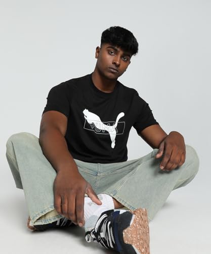 Image of Puma Men Cotton Graphic Print Regular Fit T-Shirt