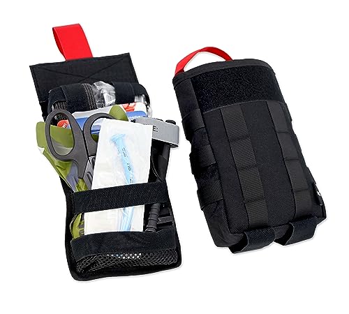 Lightning X Fully Stocked Quick-Draw Tactical IFAK MOLLE First Aid Kit w/Red Tab Technology LXPB70-SKK - Black