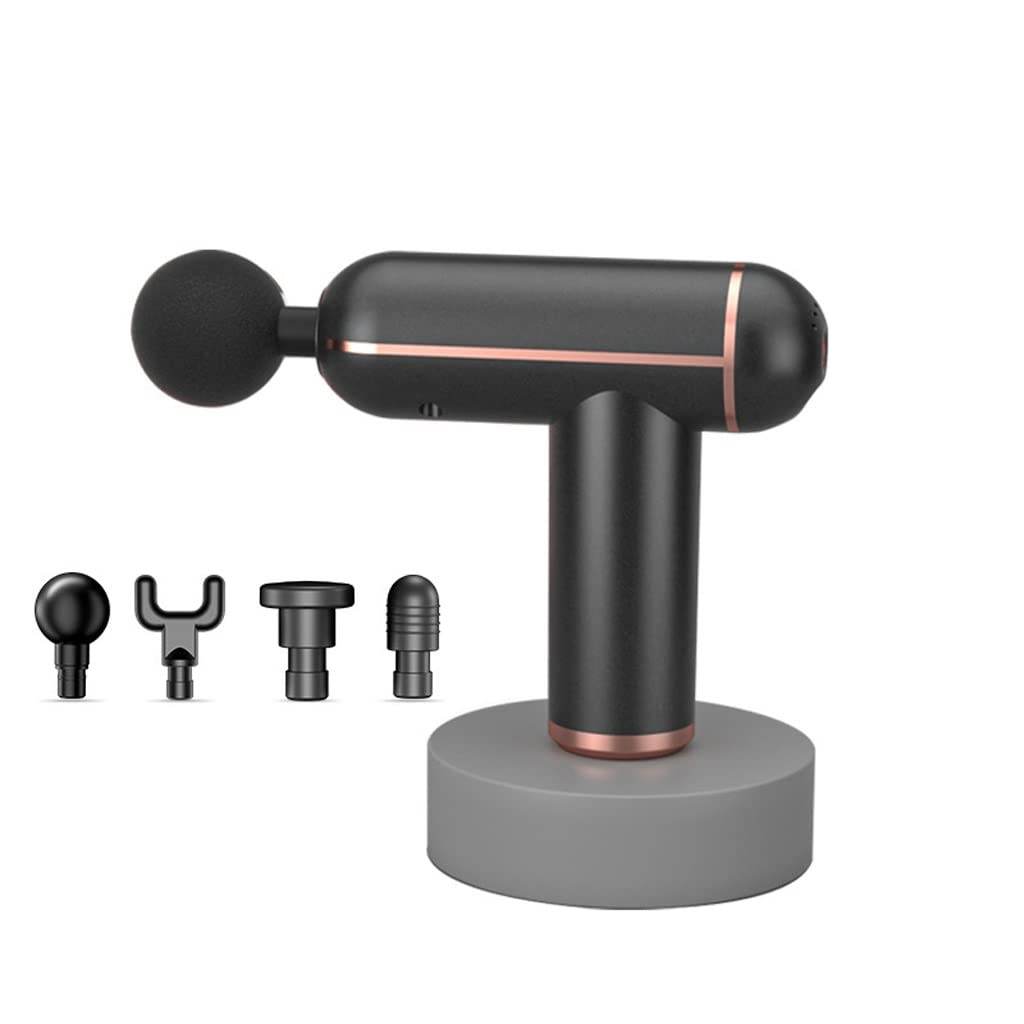 XMING 4 głowice masujące pistolet do masażu dziewczyny Mini masażer mięśni profesjonalnej klasy Home Fitness wielofunkcyjny cichy instrument z membraną mięśniową (Color : Nero)