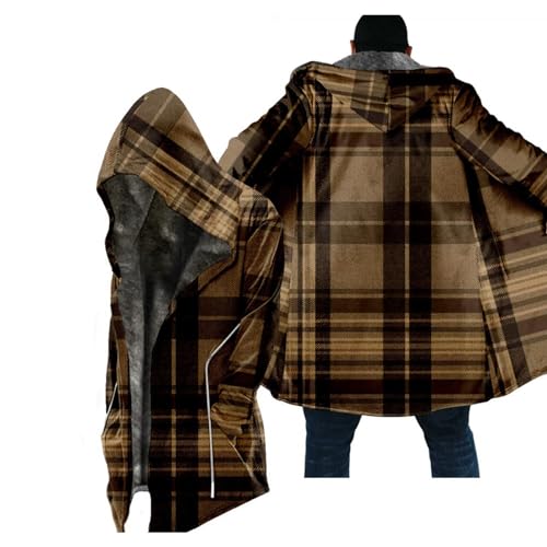 ADHOWBEW Men's Winter Coats Vintage Fleece Lined Zip Up Big and Tall Thicken Sherpa Hunting Plush Long Sleeve Warm Outerwear2