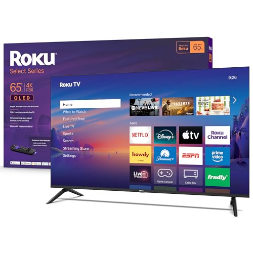Image of Roku Smart TV 2026 - 65-Inch Select Series, 4K QLED TV - Roku TV with Voice Remote - Flat Screen QLED Television with Wi-Fi for Streaming Live Local News, Sports, & Movies - Bluetooth Headphone Mode