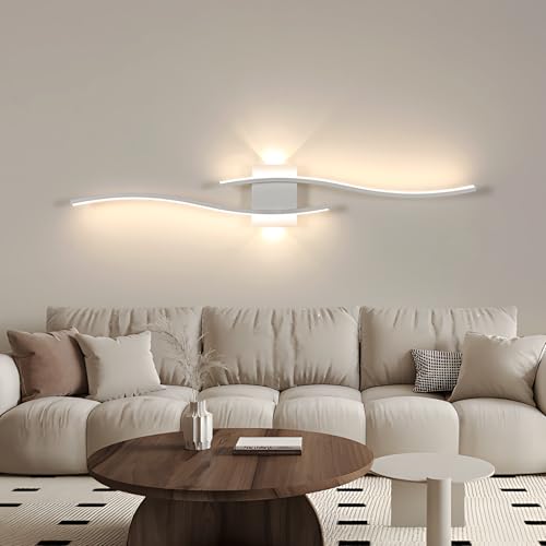 Comely Applique Murale Longue Intérieure 89.5 cm, LED Lampe Murale LED Blanc 27W 3000LM, Applique Murale Interieur Moderne Design pour Chambre Salon Escalier...