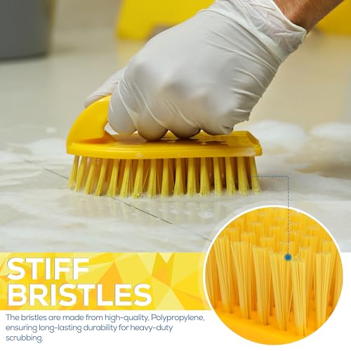 Image of KLEEN HANDLER Iron Handle Scrub Brush for Household & Commercial Cleaning for Shower, Bathroom, Sink, Kitchen, Bathtub, Floor Scrubbing, 6 Pc - Yellow