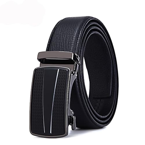 Men's Leather Belt Men's Automatic Buckle Waist Belt Business Belt Men's Belt(110cm)