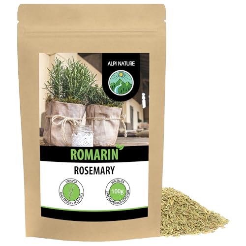 Alpi Nature Romarin 100g, Feuilles de Romarin Séchées et Frottées pour la Cuisine