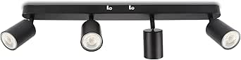 da LIGHT LED Deckenlampe 4-flammig, Dreh und Schwenkbar Deckenstrahler Spotleuchte Wandspot, GU10 (ohne Leuchenmittel) Retro/Vintage Deckenleuchte 230V Schwarz für Wohnzimmer Schlafzimmer Küchen