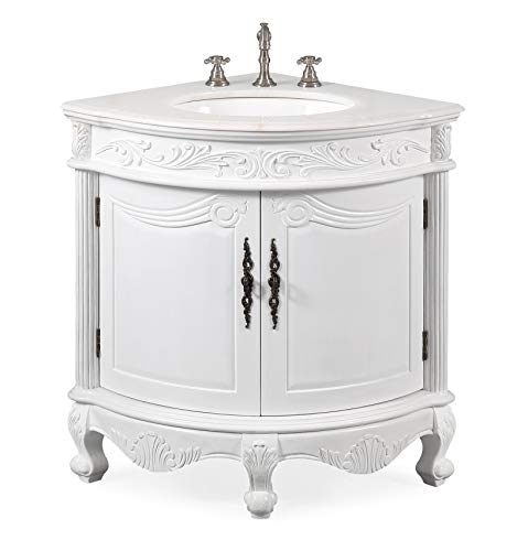 Antique White Bay-View Corner Bathroom Sink Vanity Model Bc030W-Aw #TOP1